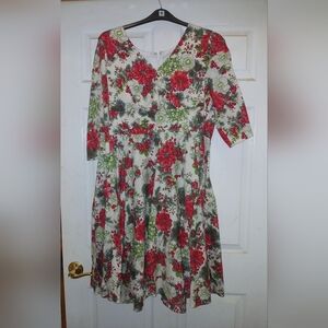 Hell Bunny Plus Size Floral Holiday Swing Dress - 4X